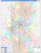 Greensboro-High Point Metro Area Wall Map Color Cast Style